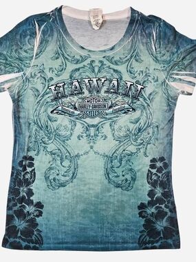 Harley-Davidson Women's Teal Blue Hawaii Graphic Tee 2XL